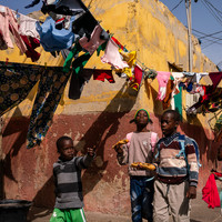 Between the laundry lines