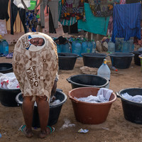 Between the laundry lines